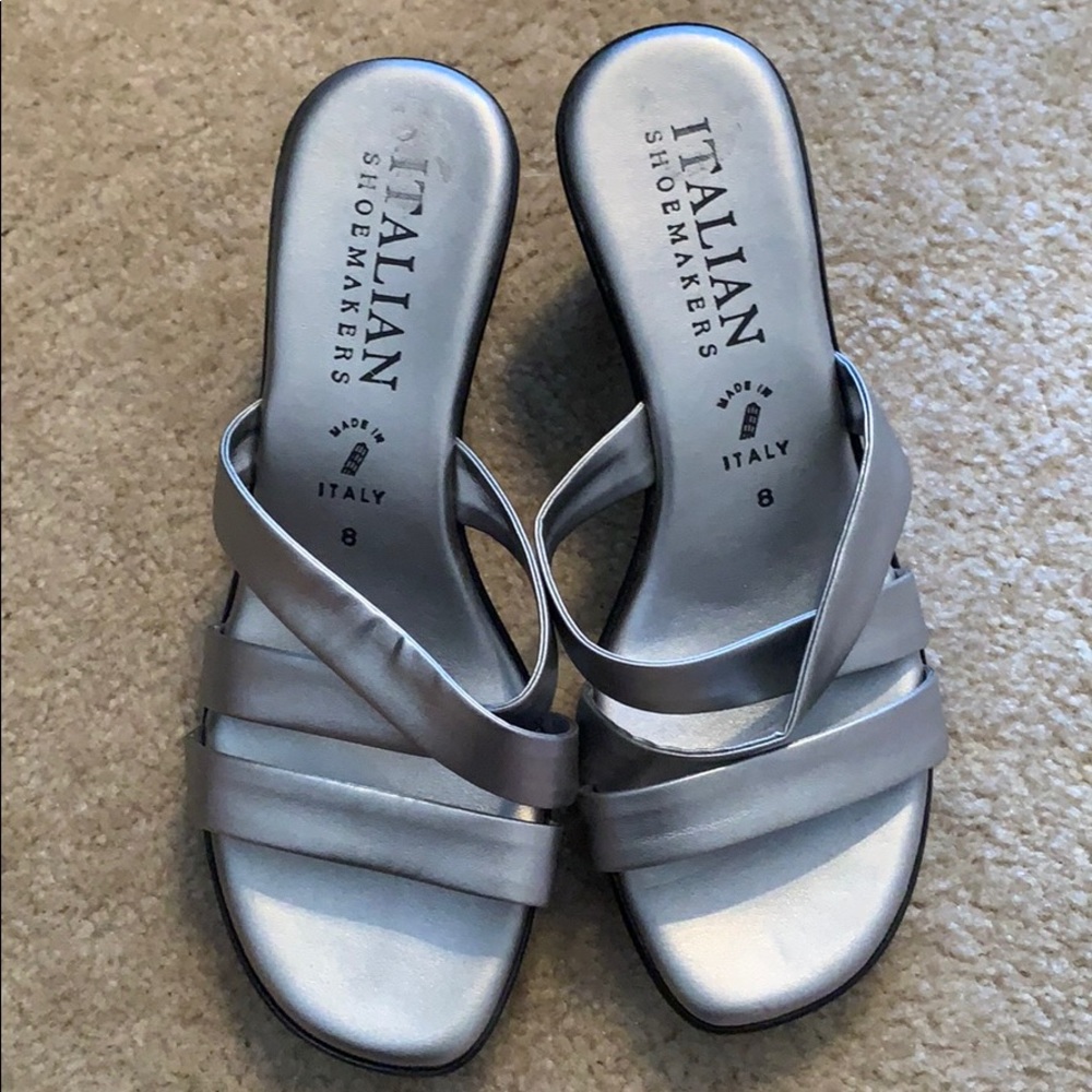 Silver and black sandals